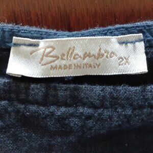 Bellambra Women’s Size 2X 100% Linen Dress Short Sleeve Navy Blue